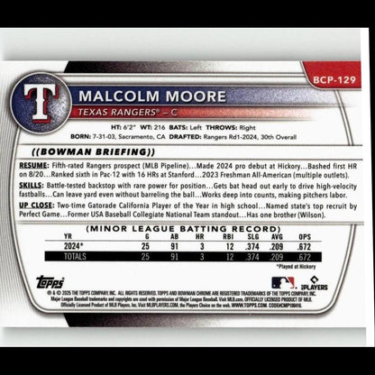 2025 Bowman #BCP-129 Malcolm Moore Chrome Prospects