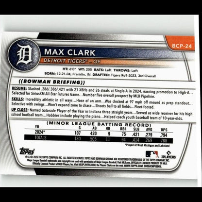 2025 Bowman #BCP-24 Max Clark Chrome Prospects