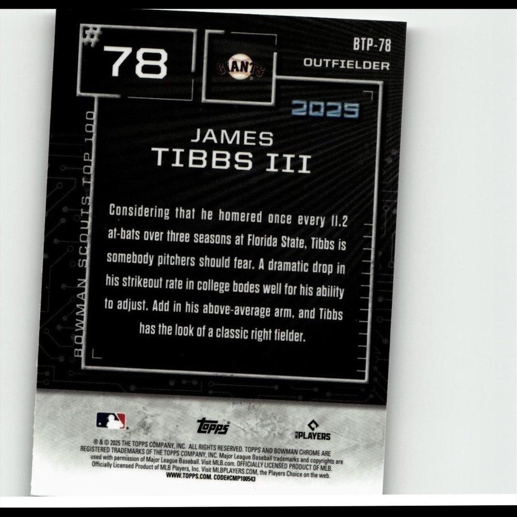 2025 Bowman #BTP-78 James Tibbs III Bowman Scouts Top 100