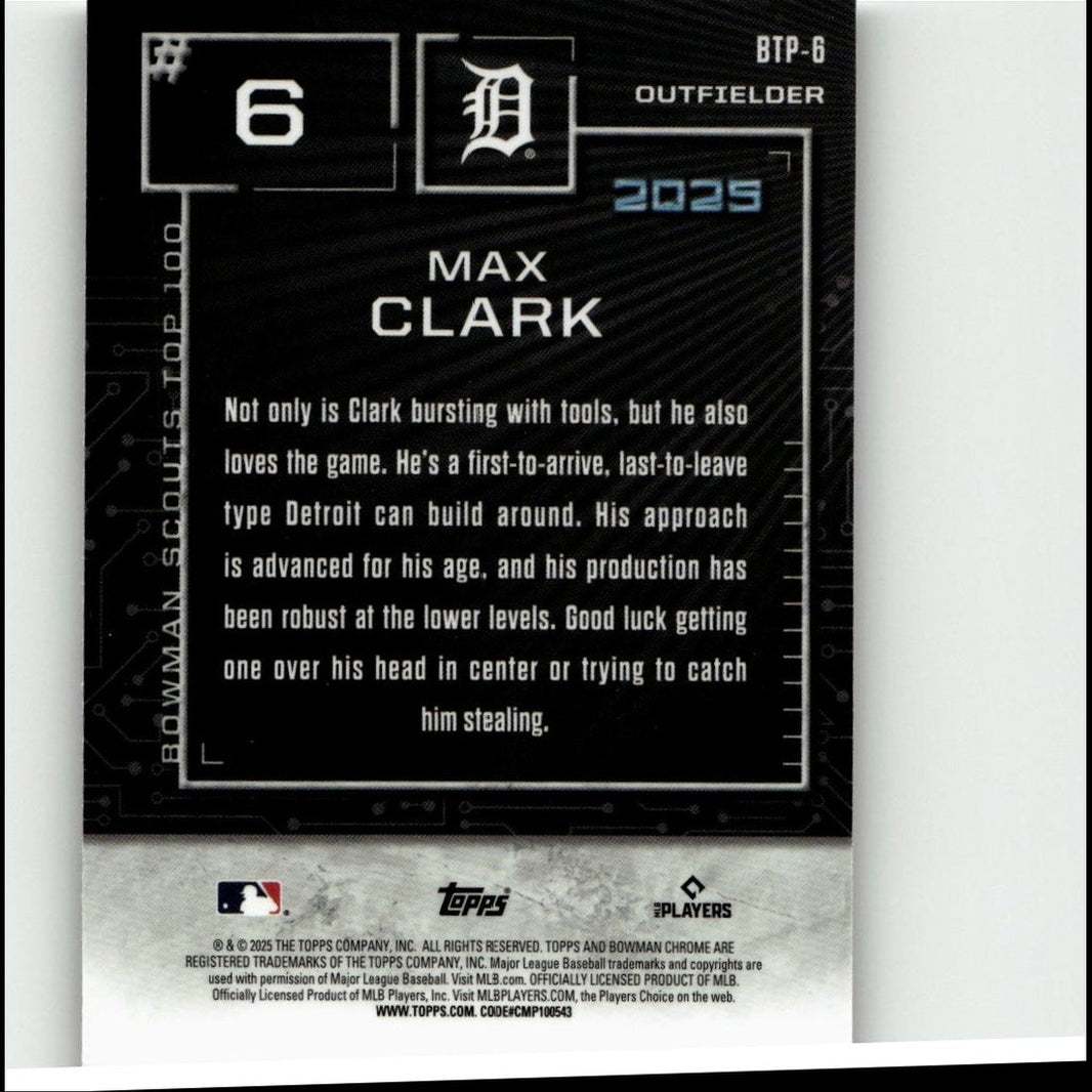 2025 Bowman #BTP-6 Max Clark Bowman Scouts Top 100