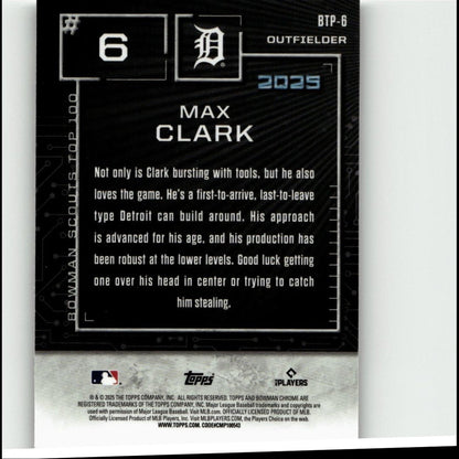 2025 Bowman #BTP-6 Max Clark Bowman Scouts Top 100