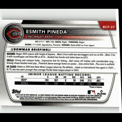 2025 Bowman #BCP-37 Esmith Pineda Chrome Prospects