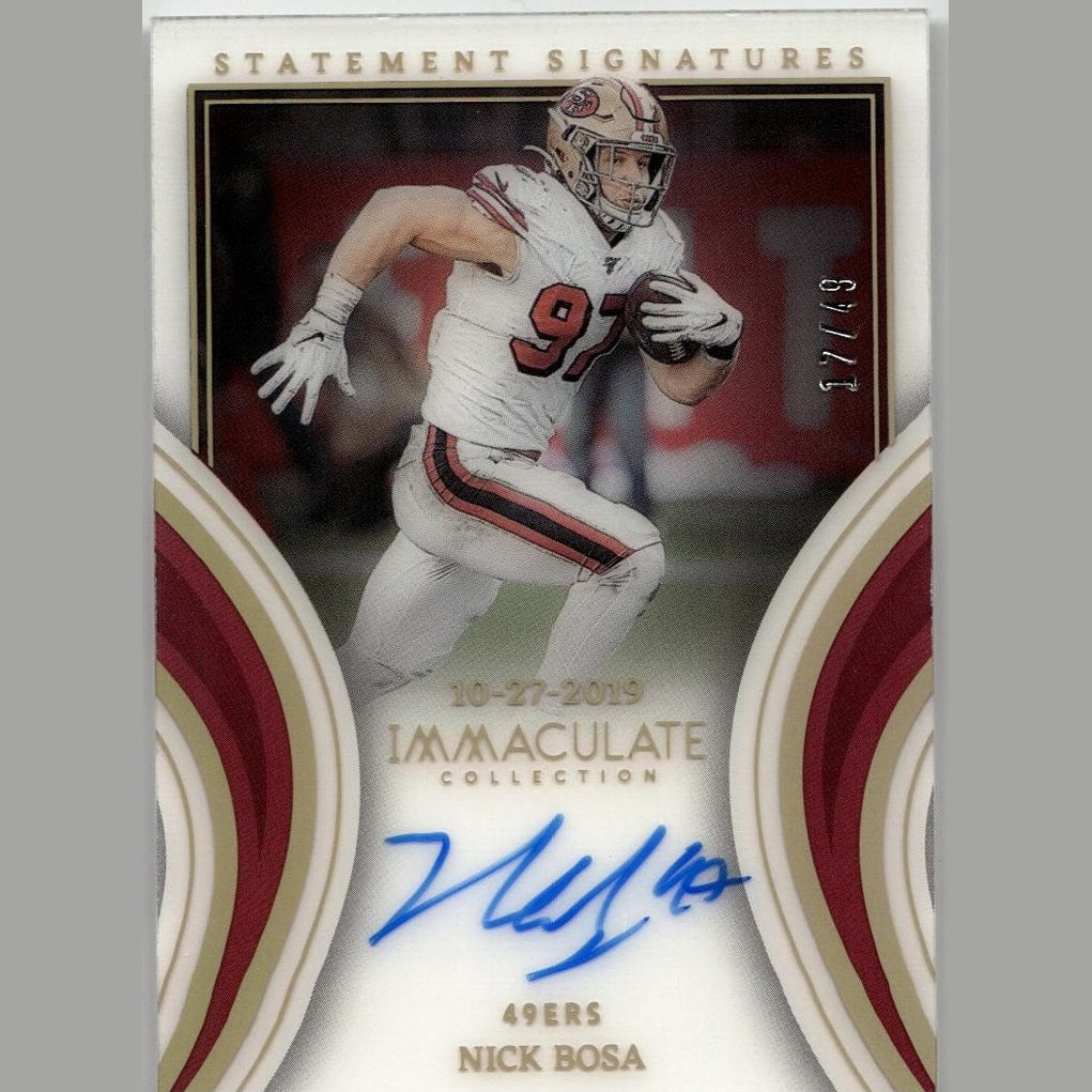2023 Panini Immaculate #SS-NBO Nick Bosa Statement Signatures 17/49