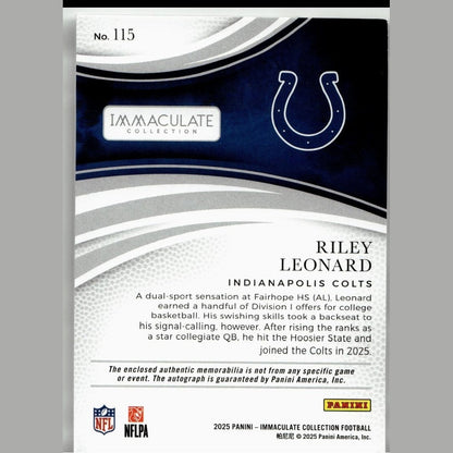 2025 Panini Immaculate Collection #115 Riley Leonard Gold #/25