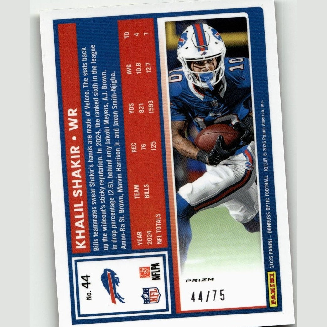 2025 Donruss Optic #44 Khalil Shakir Electricity #/75