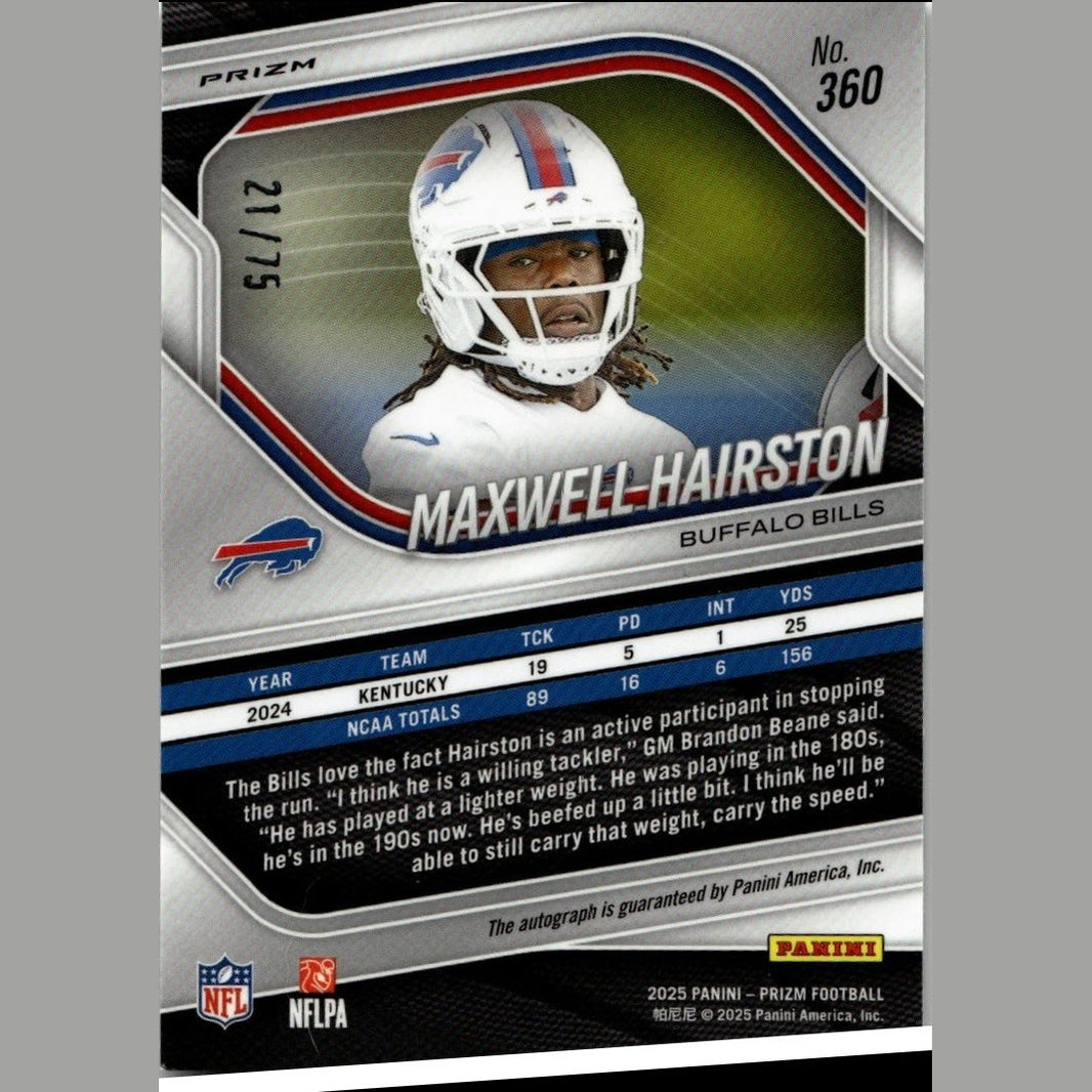 2025 Panini Prizm #360 Maxwell Hairston Green Scope #/75