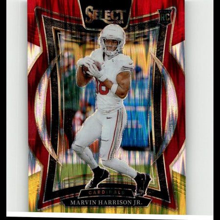 2024 Panini Select #28 Marvin Harrison Jr. Red & Yellow Prizm Shock