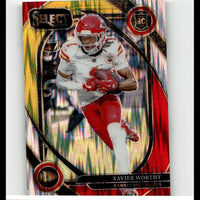 2024 Panini Select #224 Xavier Worthy Red & Yellow Prizm Shock