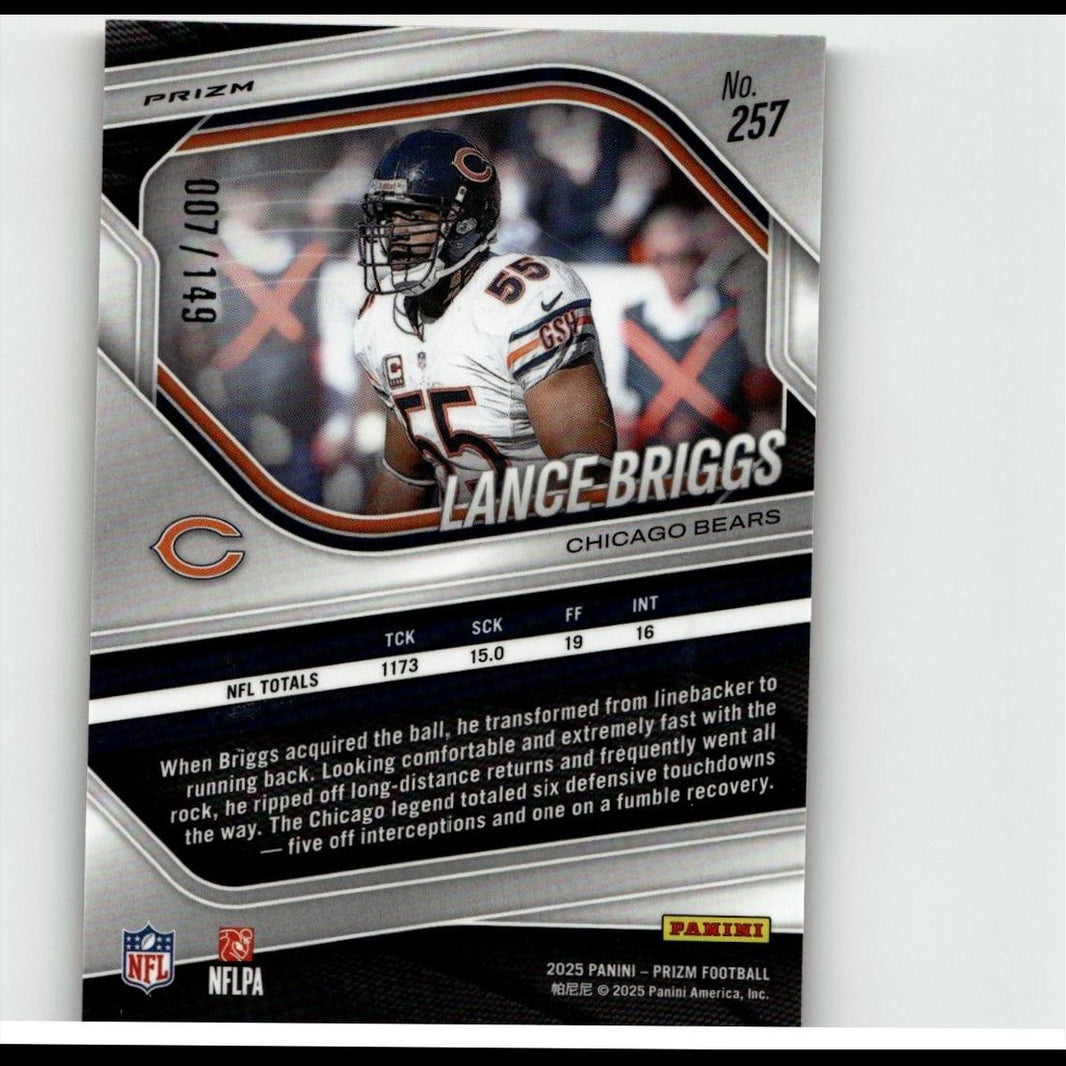 2025 Panini Prizm #257 Lance Briggs Red Wave #/149