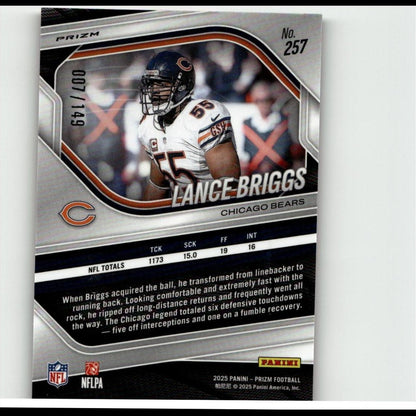 2025 Panini Prizm #257 Lance Briggs Red Wave #/149