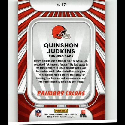 2025 Donruss Optic #17 Quinshon Judkins Rookie Primary Colors