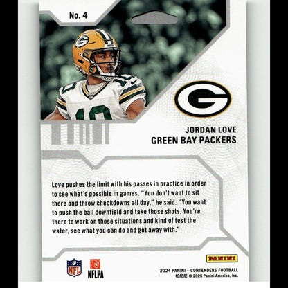 2024 Panini Contenders #4 Jordan Love Hall Pass