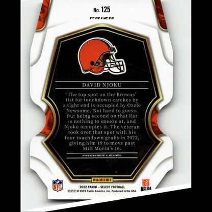 2022 Panini Select #125 David Njoku Silver Prizm Die Cut