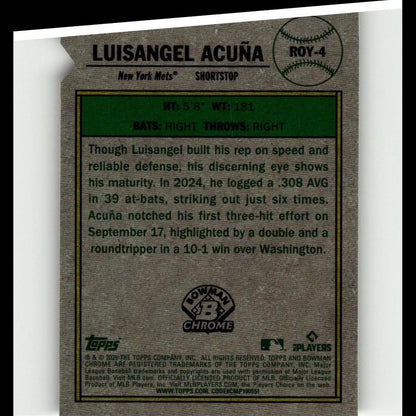 2025 Bowman #ROY-4 Luisangel Acuña Rookie of the Year Favorites