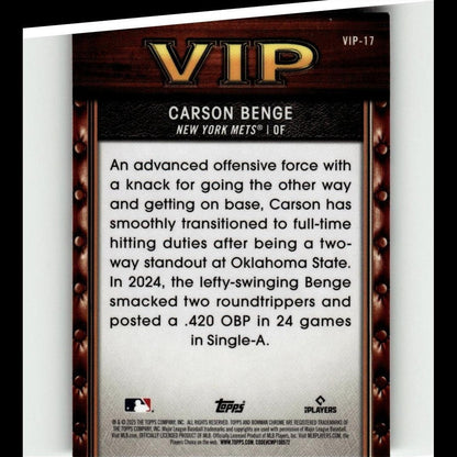 2025 Bowman #VIP-17 Carson Benge Very Important Prospects