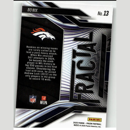 2025 Panini Prizm #13 Bo Nix Fractal