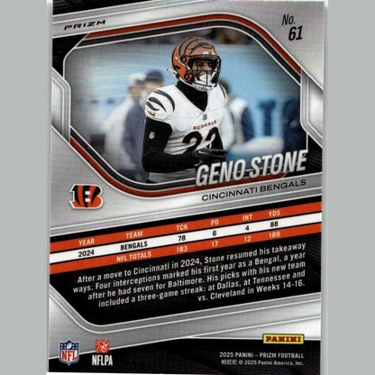 2025 Panini Prizm #61 Geno Stone Silver
