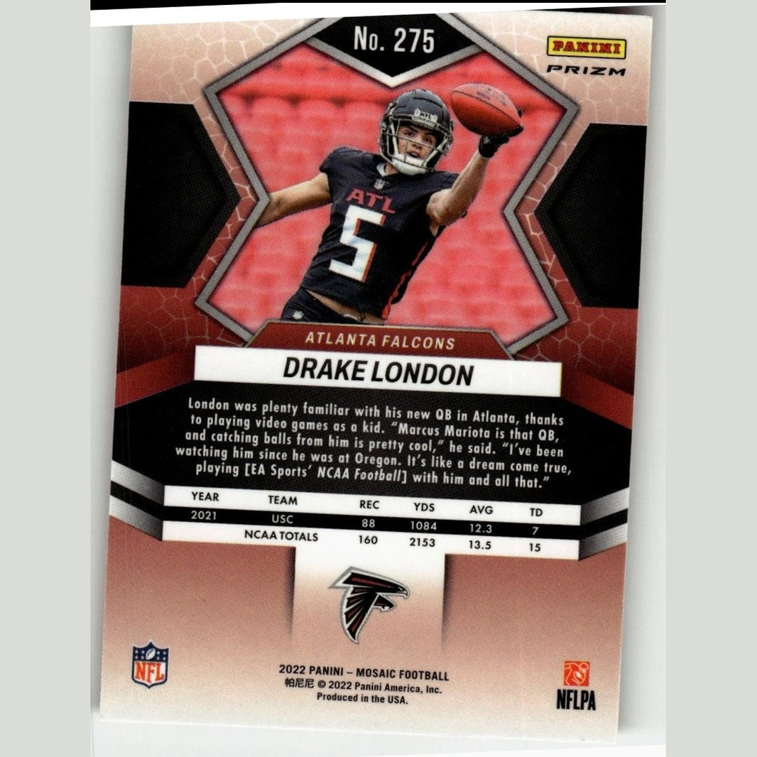 2022 Panini Mosaic #275 Drake London Mosaic Reactive Orange
