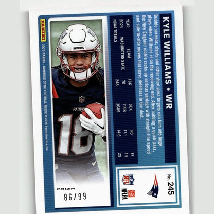 2025 Donruss Optic #245 Kyle Williams Pink Velocity #/99