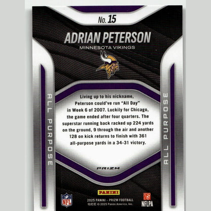2025 Panini Prizm #15 Adrian Peterson All Purpose Prizms