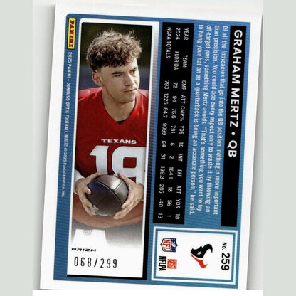 2025 Donruss Optic #259 Graham Mertz Orange #/299