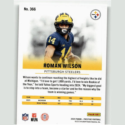 2024 Panini Prestige #366 Roman Wilson Xtra Points Signatures Premium