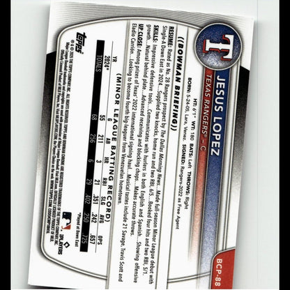 2025 Bowman #BCP-88 Jesus Lopez Chrome Prospects