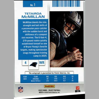 2025-2026 Select Contenders Rookie Ticket Autographed Tetairoa Mcmillan