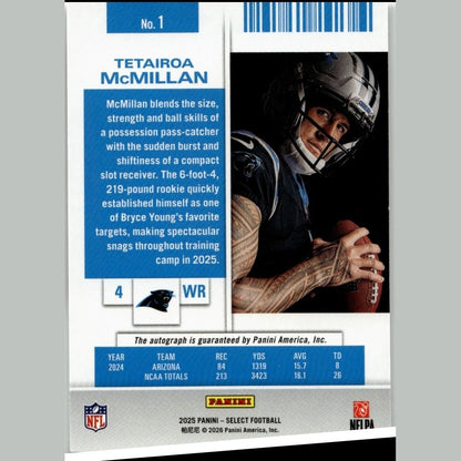 2025-2026 Select Contenders Rookie Ticket Autographed Tetairoa Mcmillan