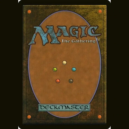 Back of a magic the gathering deckmaster card in a 500 count ultra clear premium penny sleeves for premium card storage