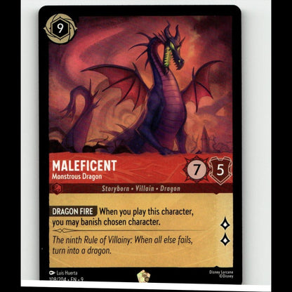 Disney Lorcana Fabled Maleficent Monstrous Dragon 108/204 NM Legendary
