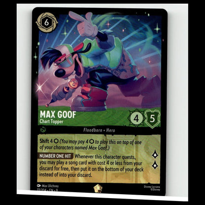 Disney Lorcana Fabled Max Goof #77/204 Chart Topper Cold Foil Legendary