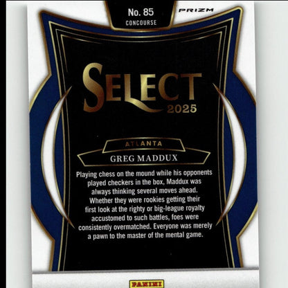 2025 Panini Select #85 Greg Maddux Silver Prizms