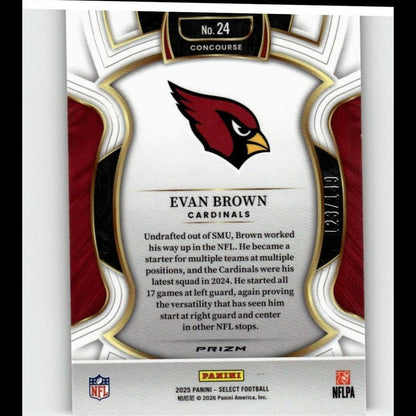 2025 Panini Select #24 Evan Brown Maroon Prizm #/149