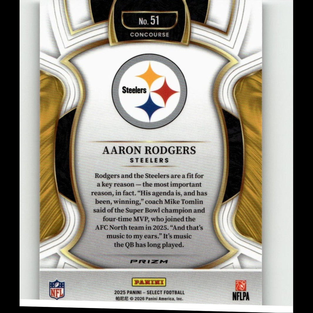 2025 Panini Select #51 Aaron Rodgers Silver Prizm