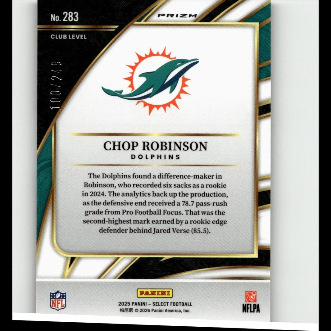 2025 Panini Select #283 Chop Robinson Tri-Color Prizm #/249