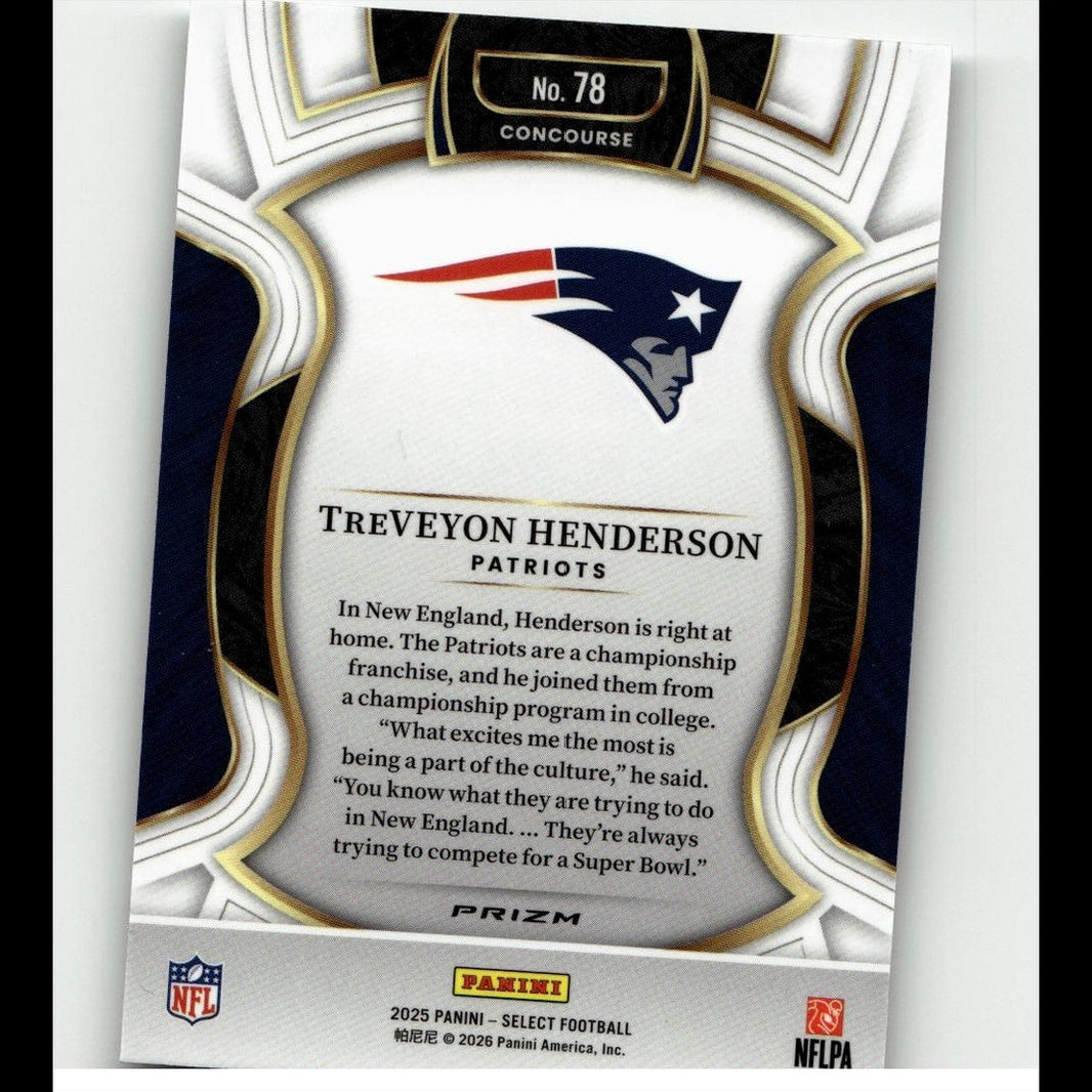 2025 Panini Select #78 TreVeyon Henderson Silver Prizm