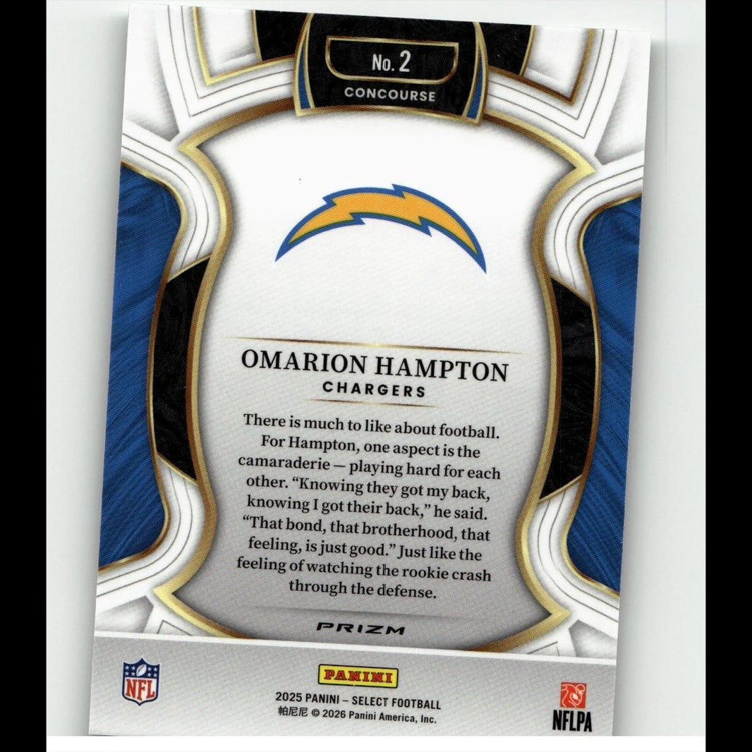 2025 Panini Select #2 Omarion Hampton Silver Prizm