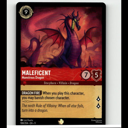 Disney Lorcana Fabled Maleficent Monstrous Dragon 108/204 NM Legendary