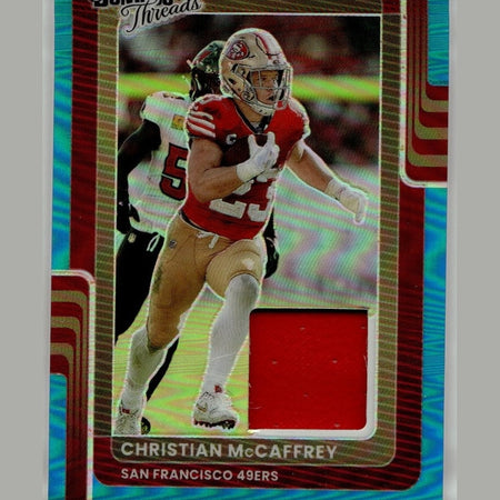 2025 Donruss Optic #DTBH-CMY Christian McCaffrey Donruss Threads Neon Blue