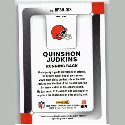 2025 Donruss Optic #RPBH-QJS Quinshon Judkins Rookie Phenoms Blue Hyper