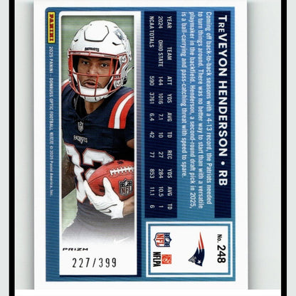 2025 Donruss Optic #248 TreVeyon Henderson Neon Blue #/399