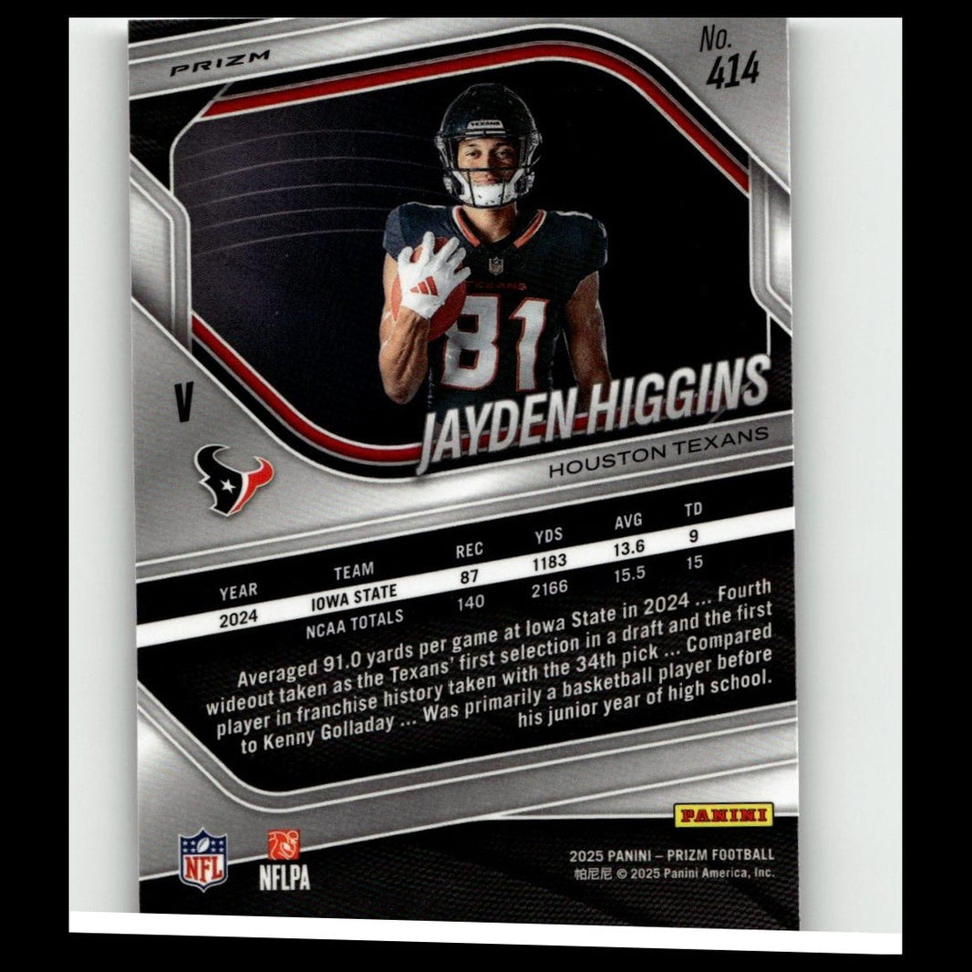 2025 Panini Prizm Jayden Higgins Rookie Variation #414