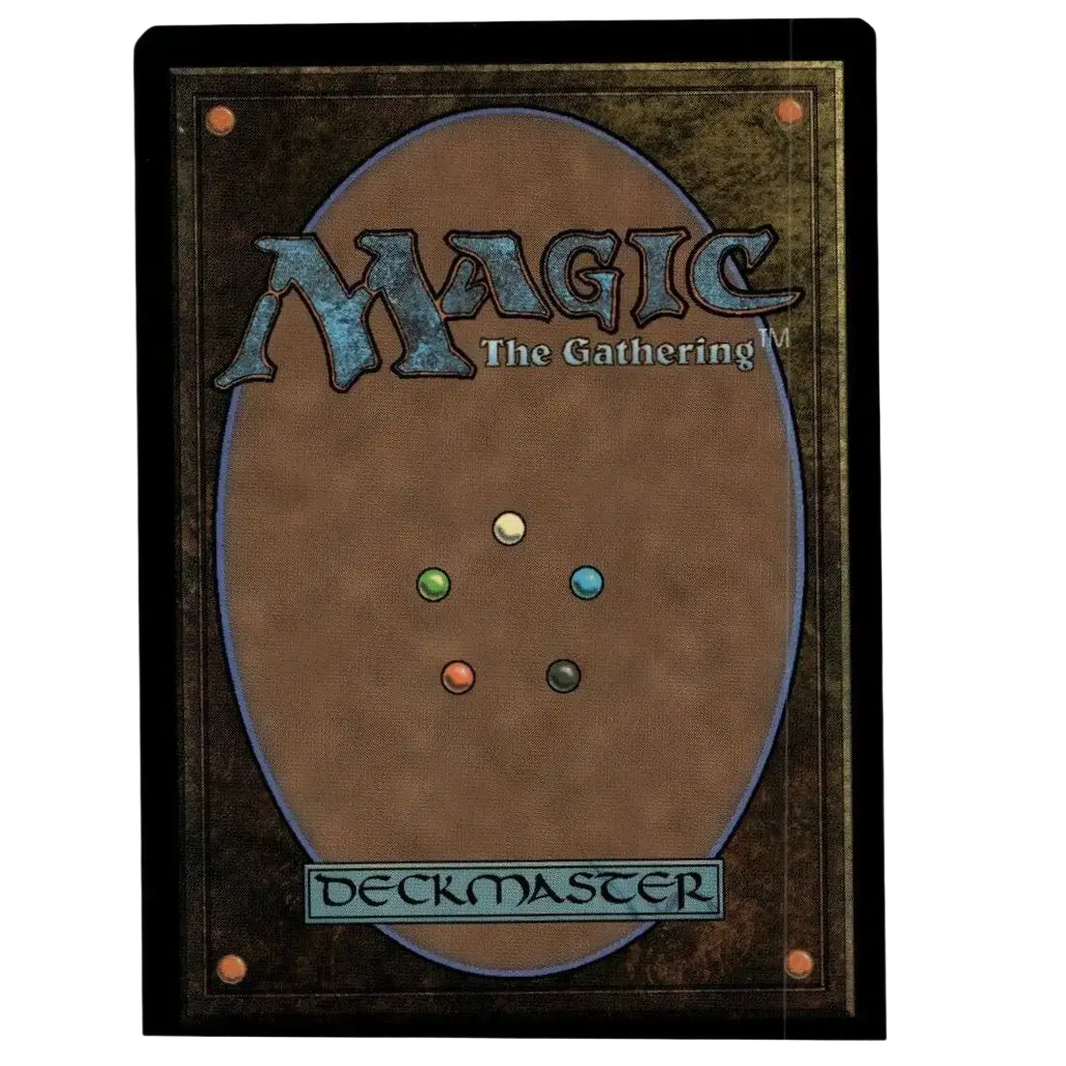 Brown magic the gathering deckmaster card back with textured surface and metallic blue lettering for agent bishop man black extended art teenage mutant ninja