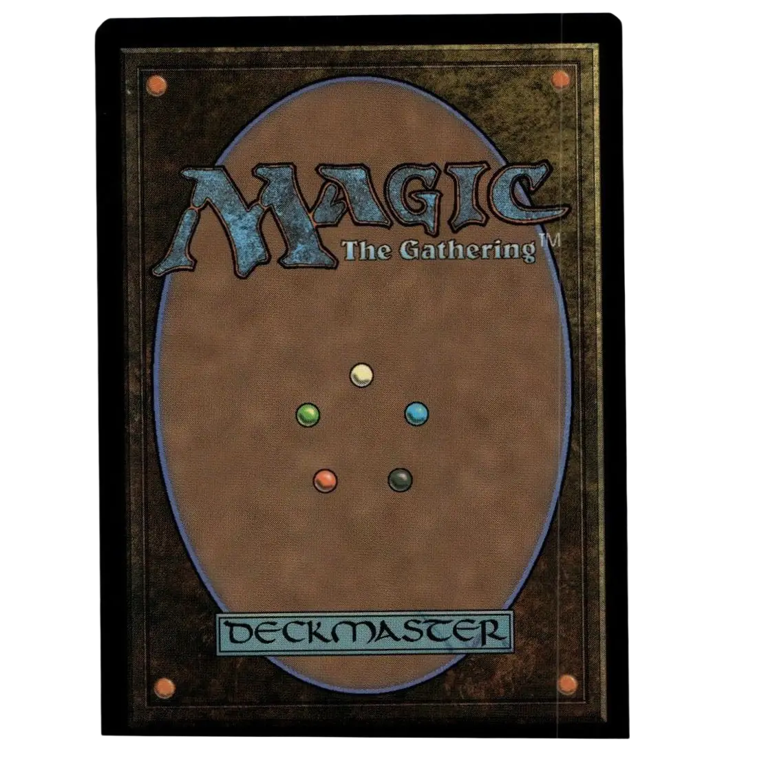 Brown magic the gathering deckmaster card back with textured surface and five colored gems for agent bishop man black extended art teenage mutant ninja