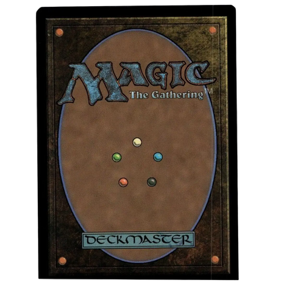 Brown magic the gathering deckmaster card back with textured surface and five colored gems for agent bishop man black extended art teenage mutant ninja