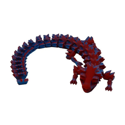 Articulated red and blue lizard.