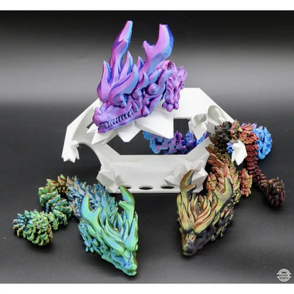 Colorful dragon head sculptures.