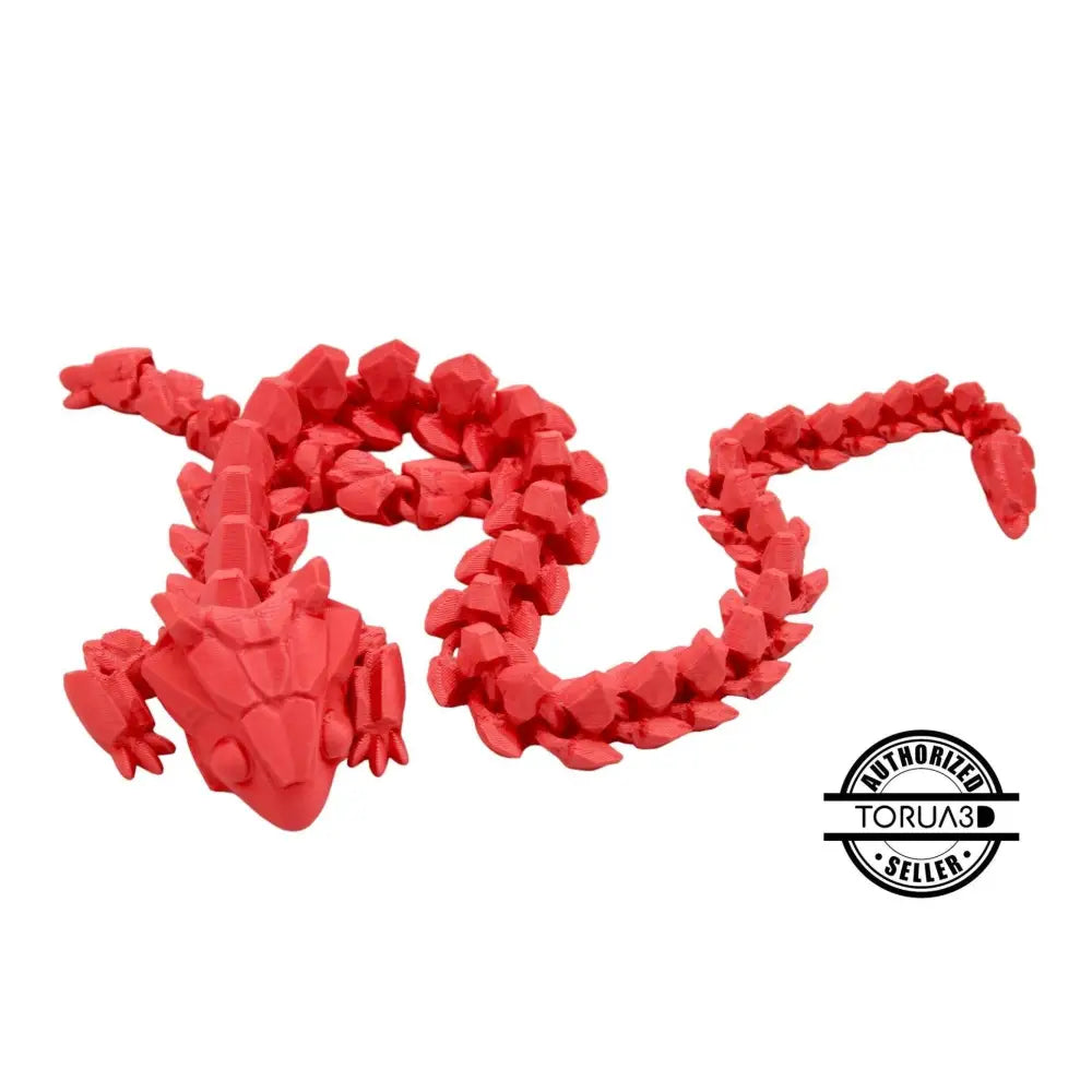 Red articulated dragon figurine.