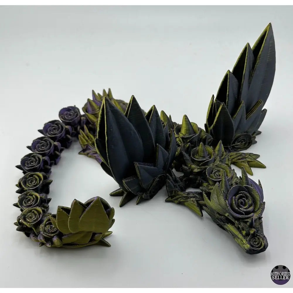 Articulated crystal and rose dragon.